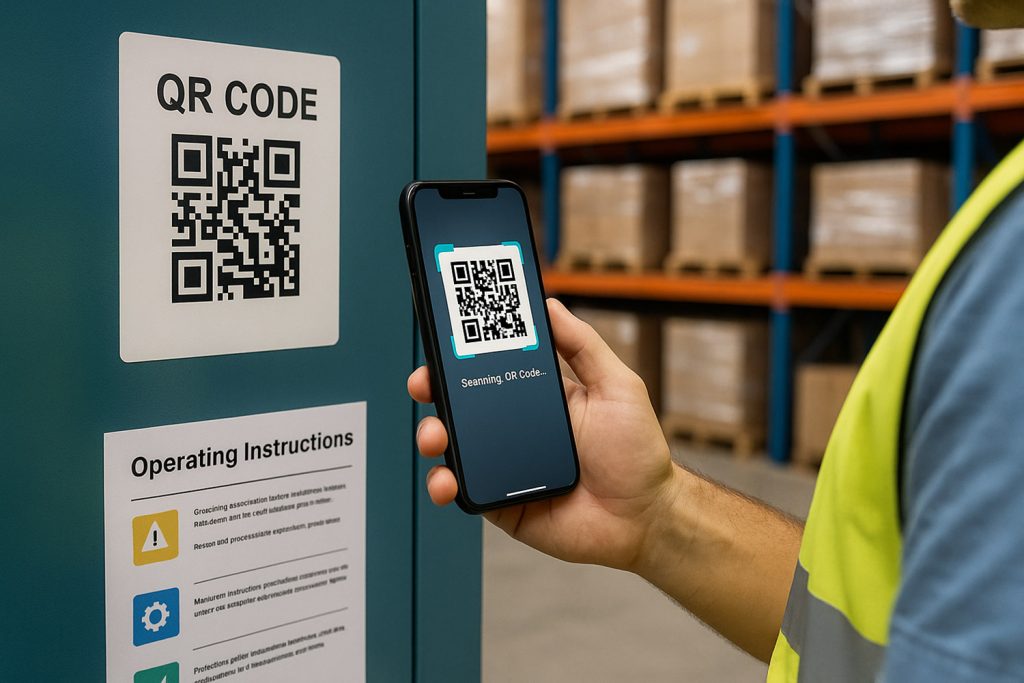 Användning av QR-kod för att visa instruktioner i en produktionsmiljö.